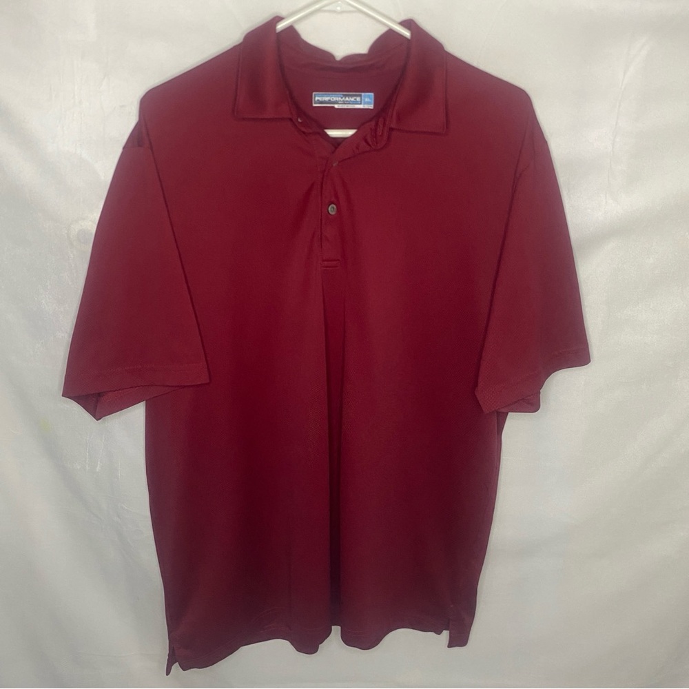 Roundtree & Yorke Performance Shirt Mens XL Red Short Sleeve Polo Golf Polyester
